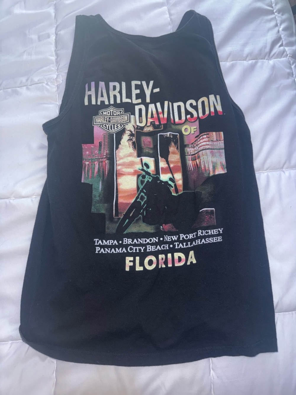 Harley-Davidson Black Tank with Sunset Multicolor Florida Graphic
